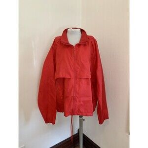 VTG 80s 90s Spalding Red Vented Full Zip Windbreaker Jacket XL Lightweight USA